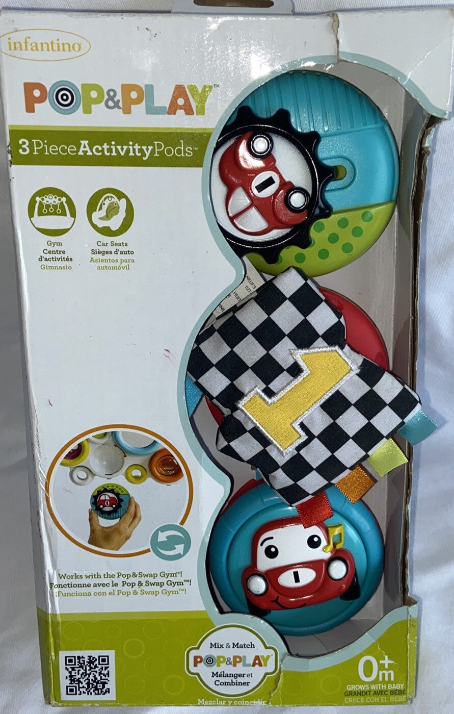 Infantino Pop & Play 3-Piece Cars Red Activity Pods Baby Toys 0+ Months