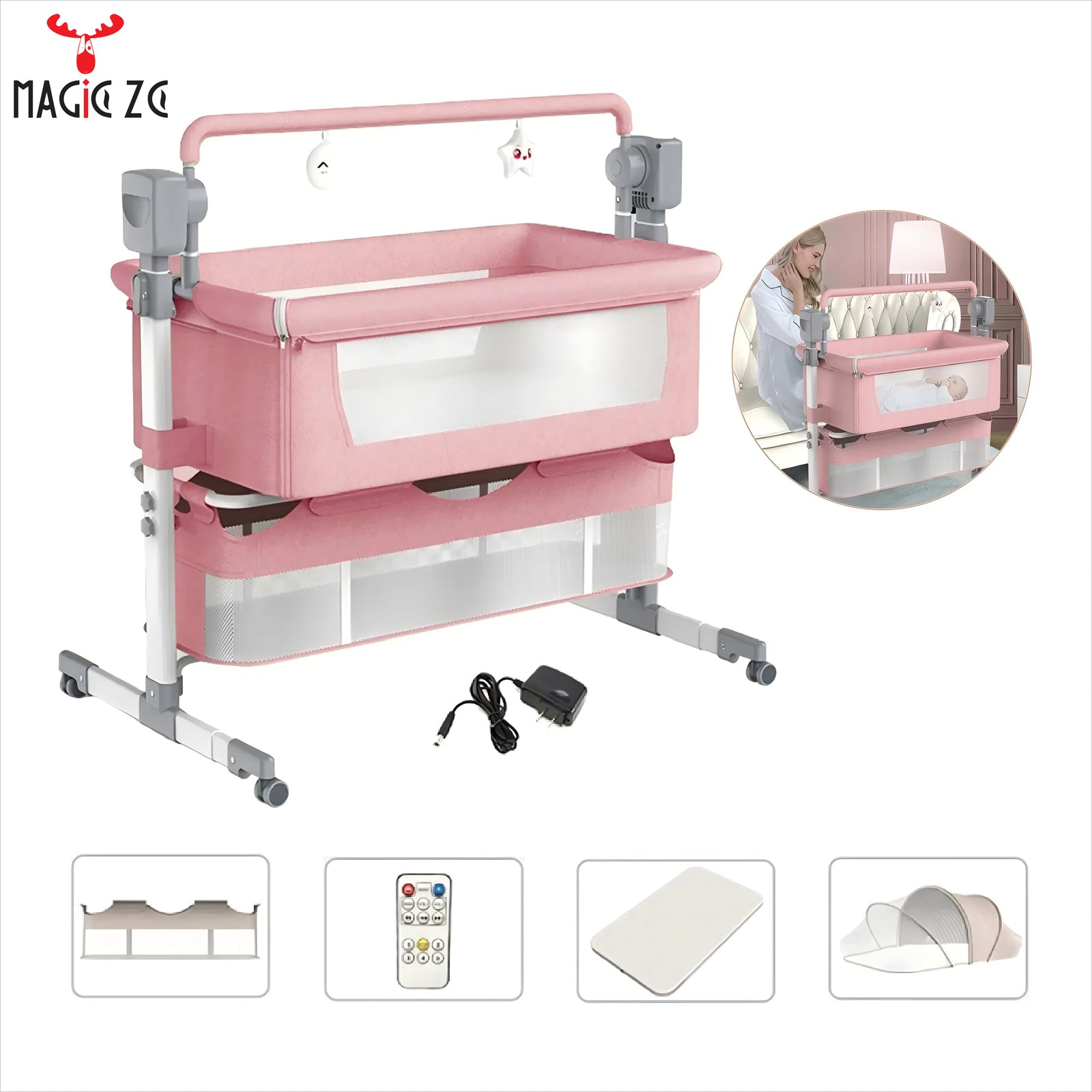 Automatic rocking recliner Crib Remote controlled infant carrier and cradle