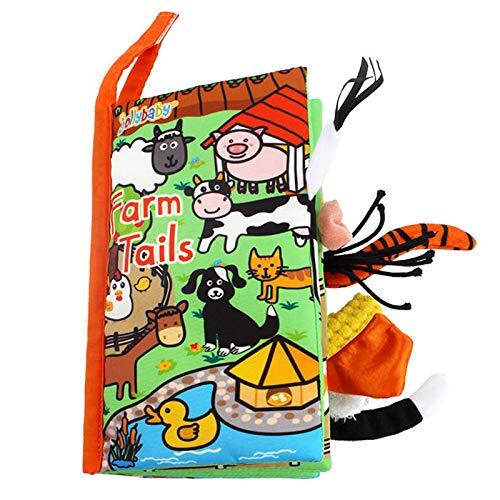 Zocita Baby Soft Animal Tails Activity Cloth Book with Crinkle Fabric, Farm T...