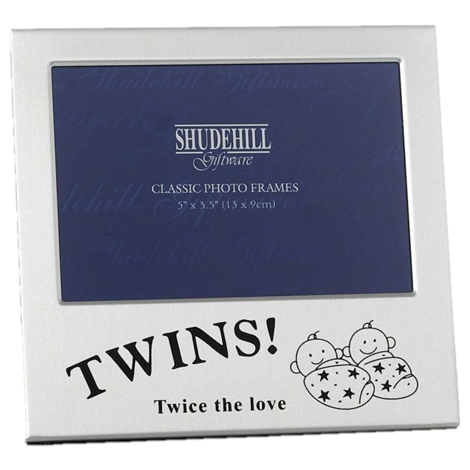 Silver Photo Frame with Black Wording - Twins! Twice the love