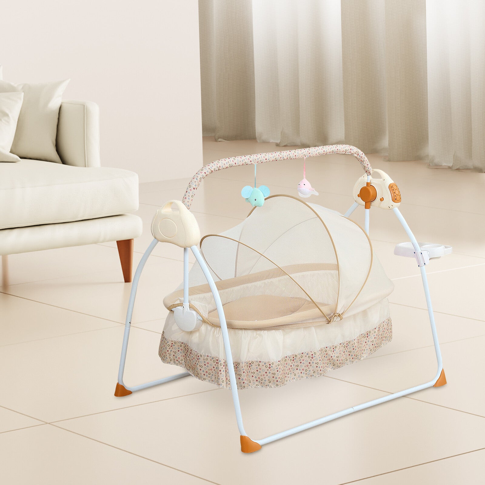 Bluetooth Electric Auto-Swing Baby Cradle Crib Infant Rocker Cot with Remote New