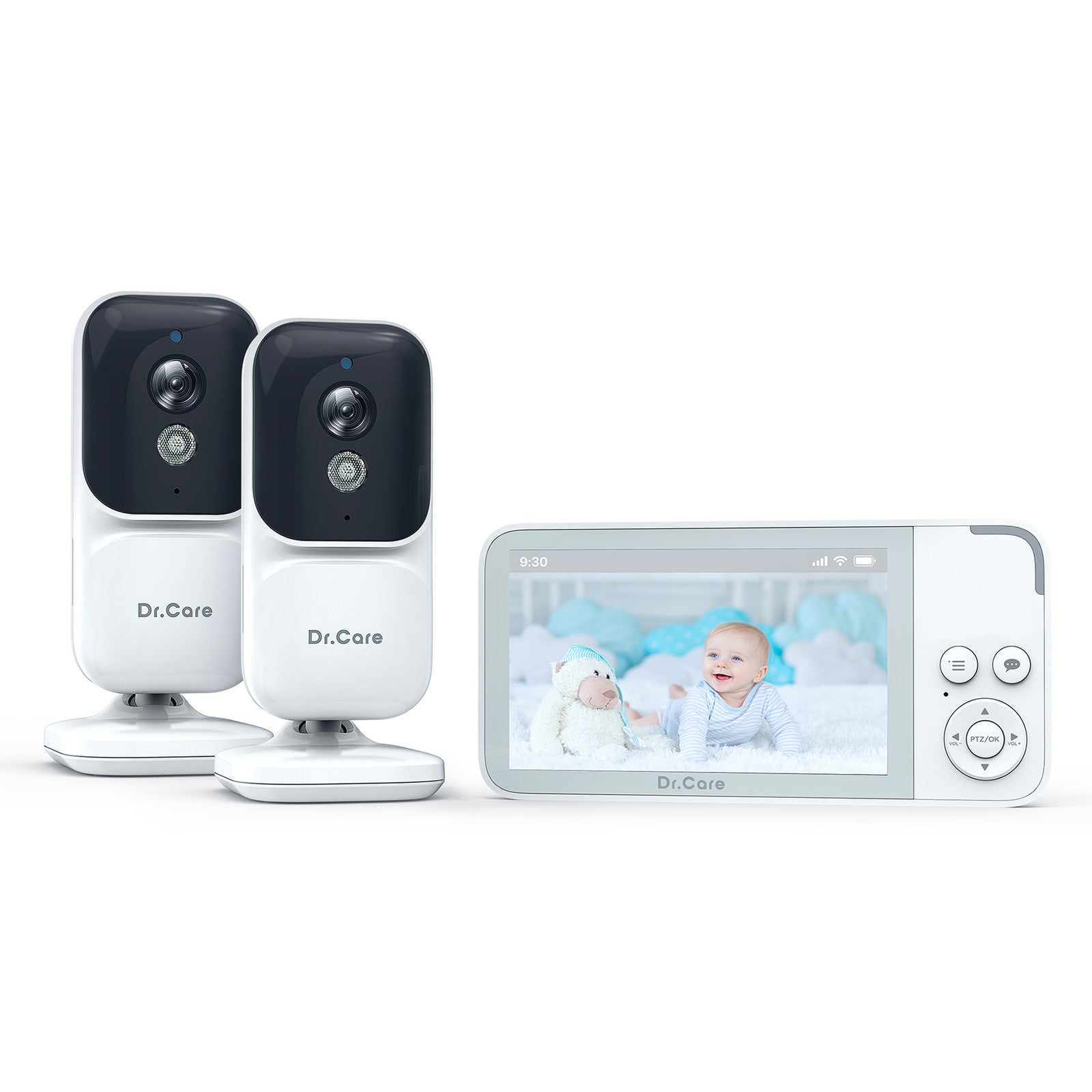 Dr.Care 3.5" Video Baby Monitor with 2 Cameras, 2-Way Audio, Night Vision,VOX 