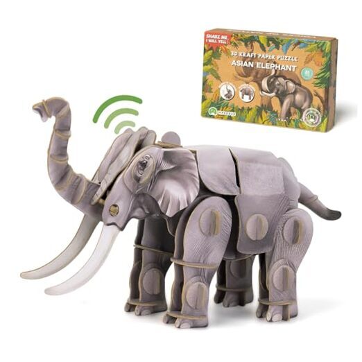 Toy Paper 3D Puzzles with Sound, Gift Toys for Kids Ages 8-12 Years Elephant