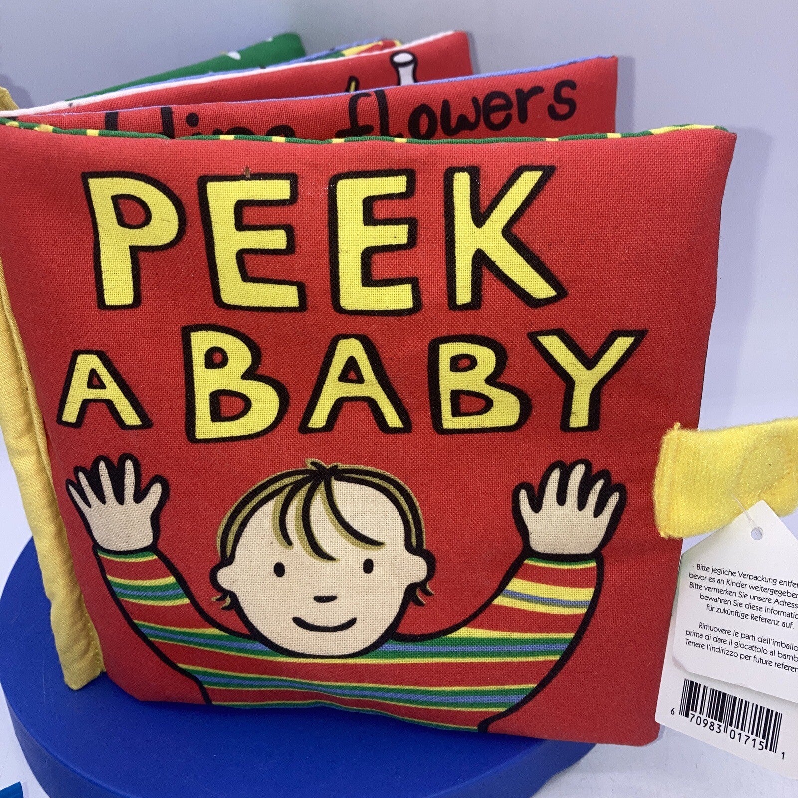 Jellycat Infant Fabric Sensory Book Peek A Baby Boo Interactive Activity Crinkle