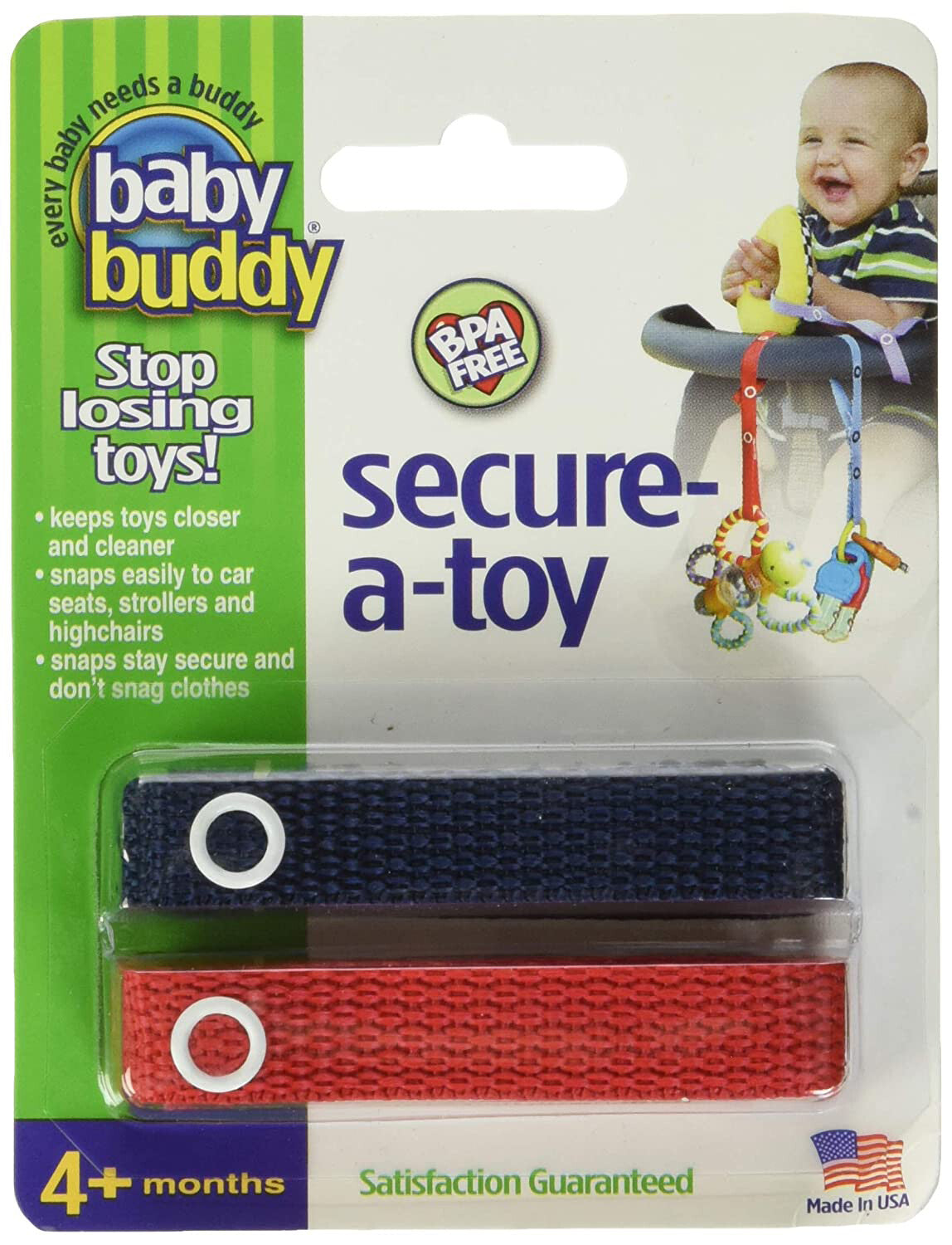 Baby Buddy Secure-a-Toy Toy Straps for Car Seat, Stroller or High Chair 33503