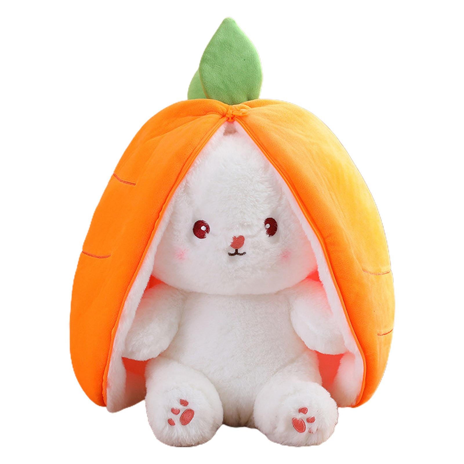  Plush Hide-and-Seek Bunny in Carrot Strawberry Bunny Throw Pillow Plush Toy