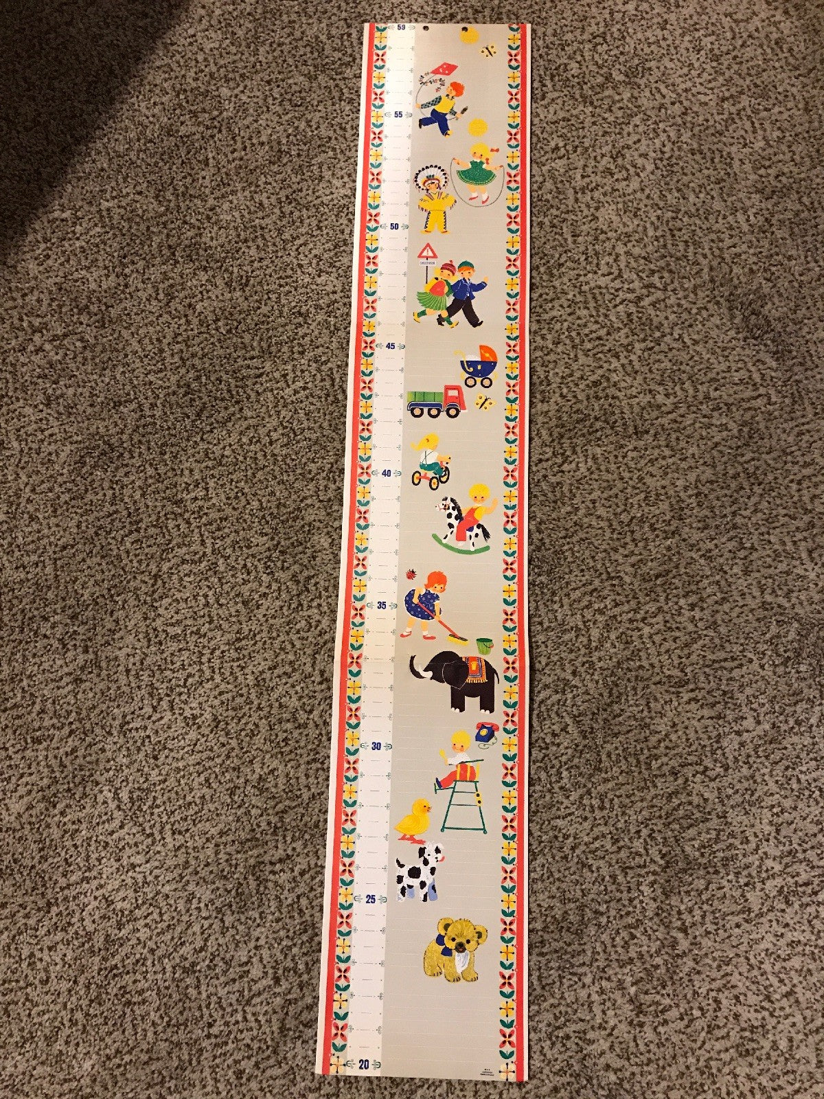 Vintage Norway Child's Paper Measuring Stick Sweet Graphics NIP