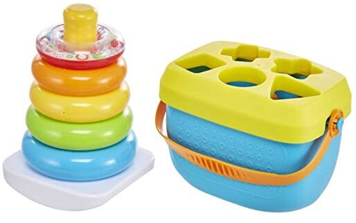 Infant Gift Set with Babys First Blocks (10 Rock-a-Stack & Blocks Bundle
