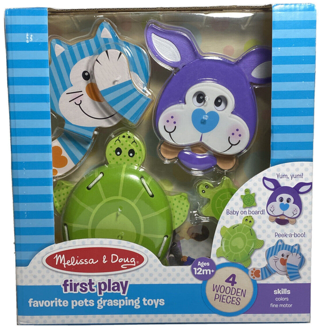 Melissa & Doug First Play Favorite Pets Grasping Toys 4 Wooden Pieces