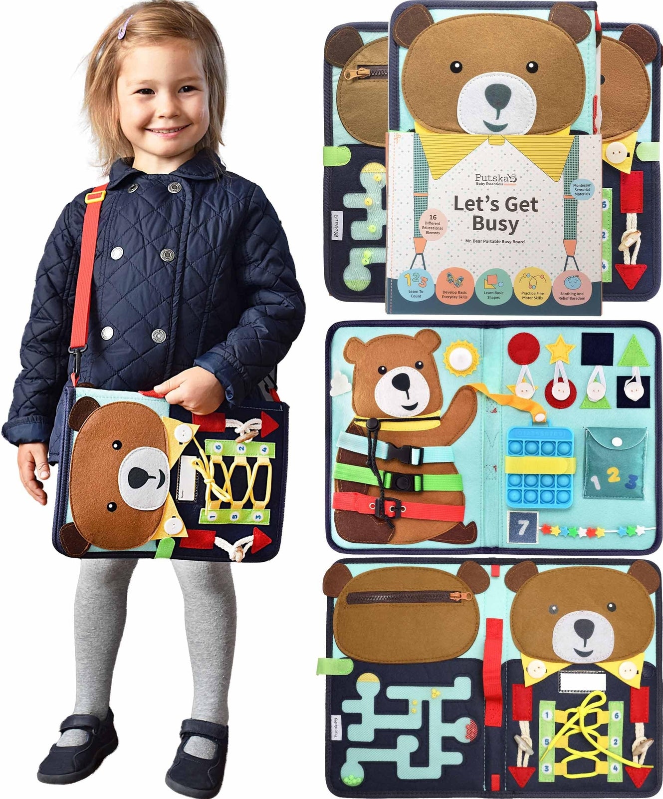 PUTSKA Busy Book for Toddlers 2-3 Busy Board for 2 Year Old