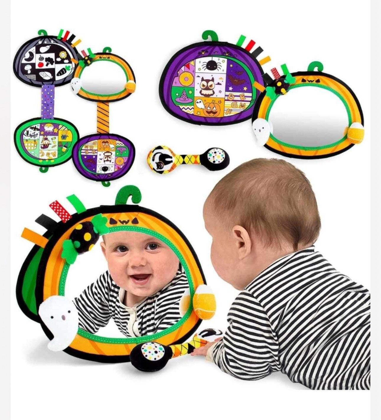 Baofuba Halloween Baby Tummy Time Mirror And Toys Double Sided