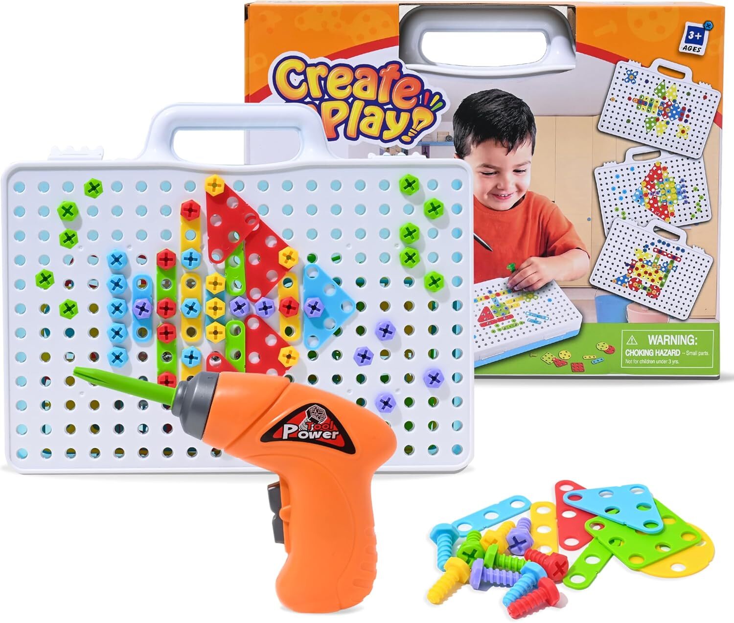 Drill Play Building Toy Set Creative Educational with Real Toy Drill STEM Constr