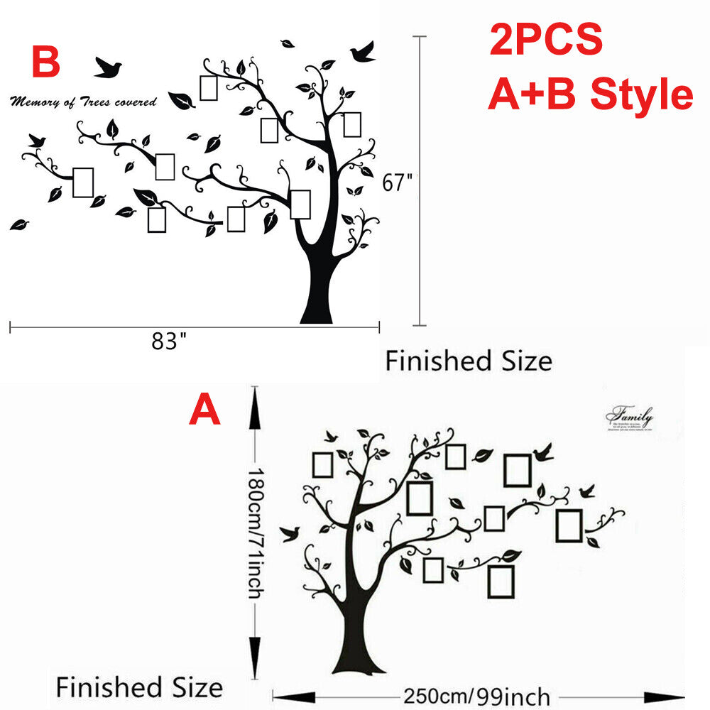 Large Life Tree Wall Stickers Home Decor Removable Photo Frame Tree Left & Right