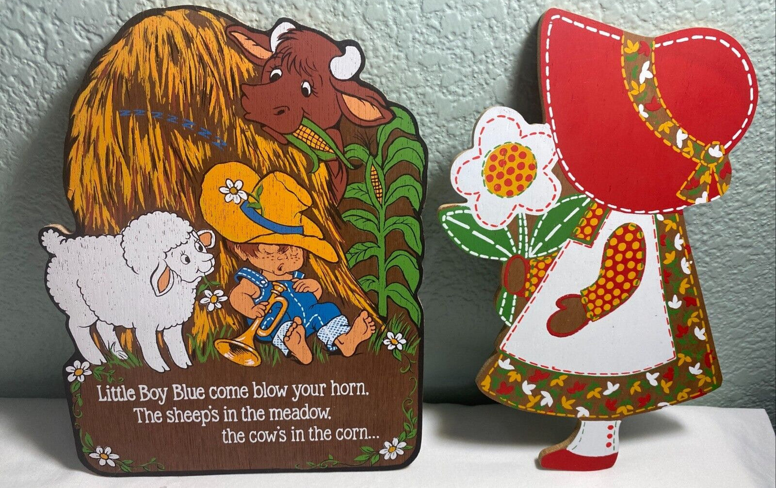 Vintage Hallmark Kids Nursery Playroom Baby Shower Wall Decor MCM NOS Set 2