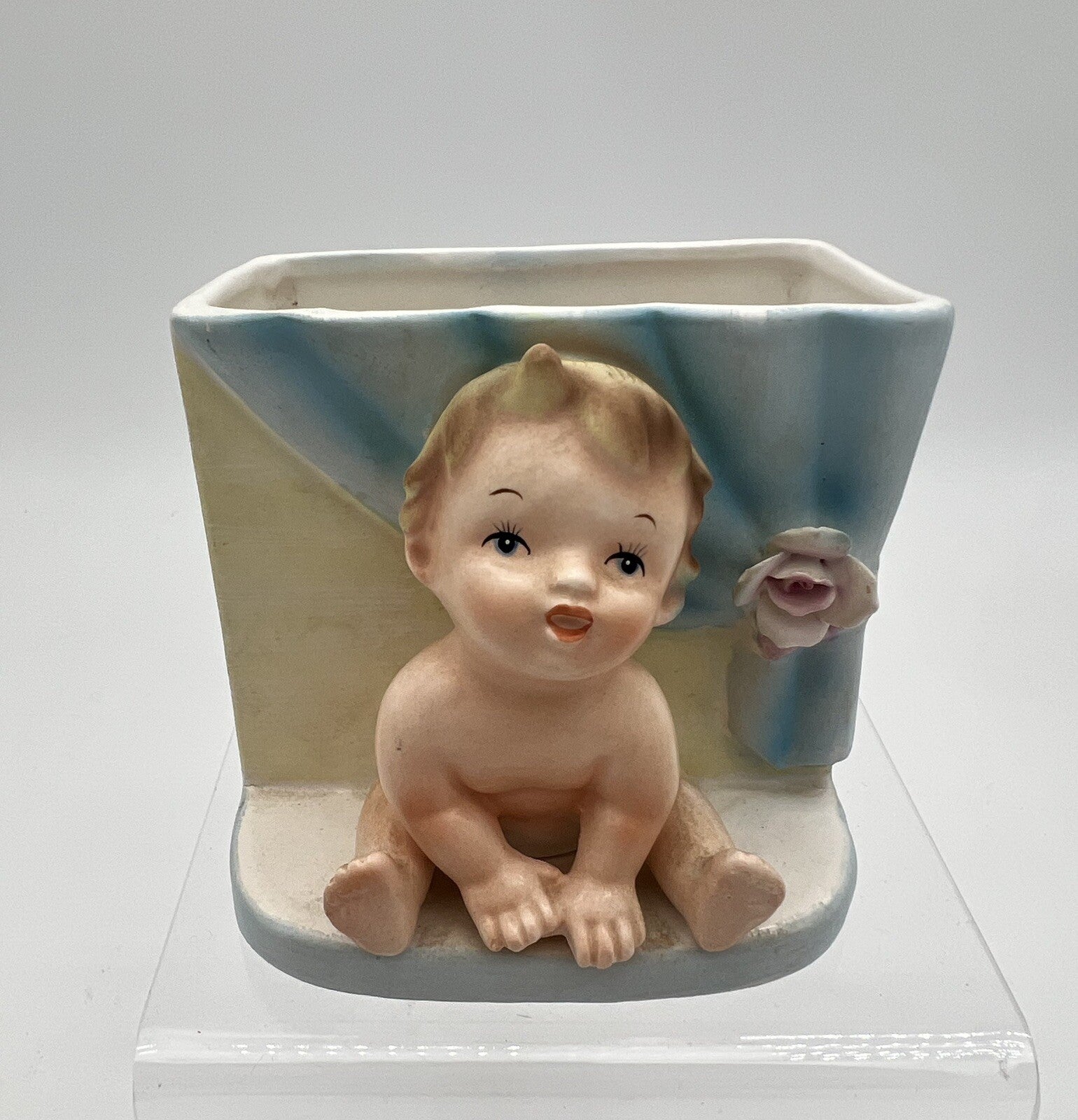 Vintage Baby Boy Ceramic Planter Container World Creations Napco 1961 Japan