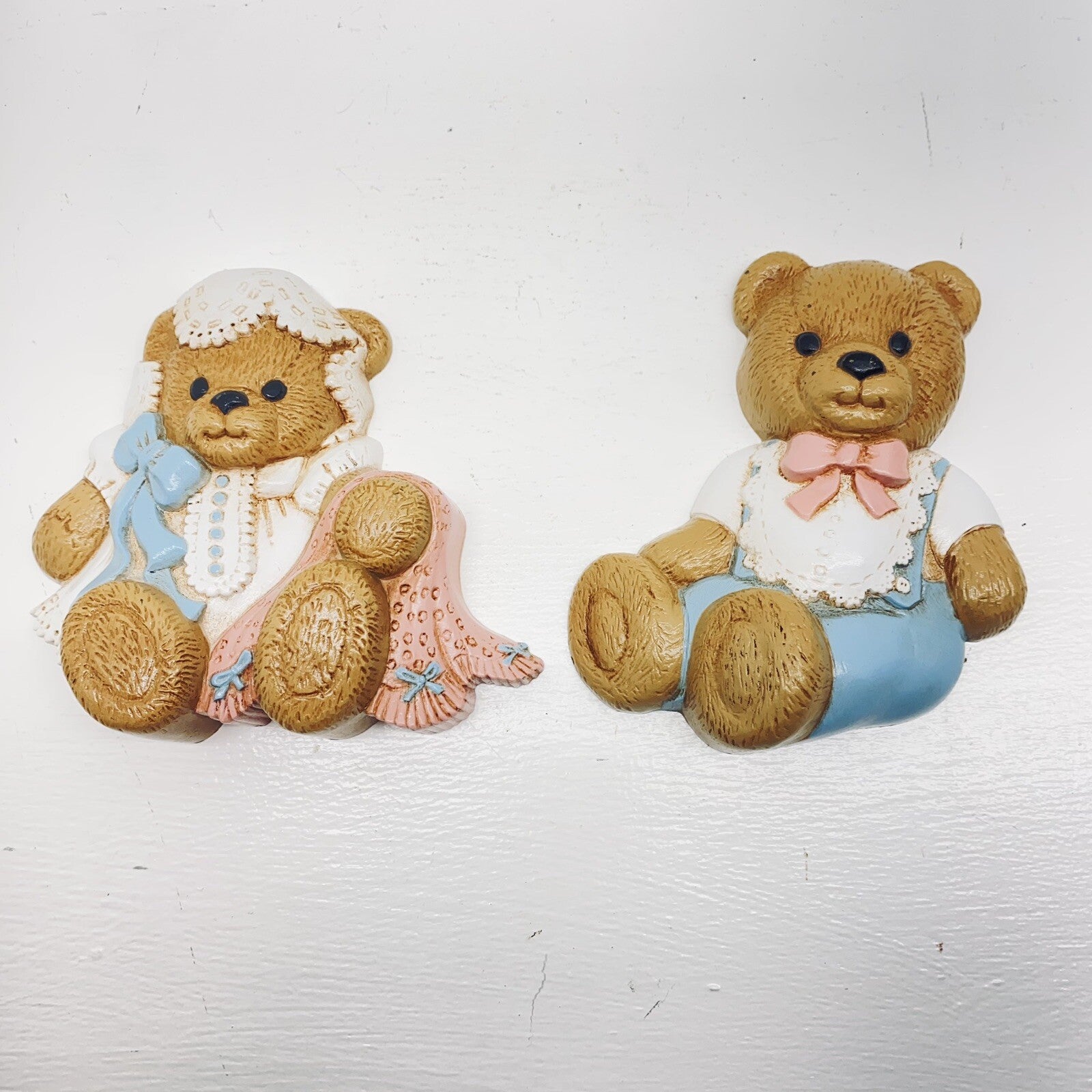 Vintage Nursery Bears HOMCO Burwood (set Of 2)Teddy Bears #3312 Wall Decor 1994
