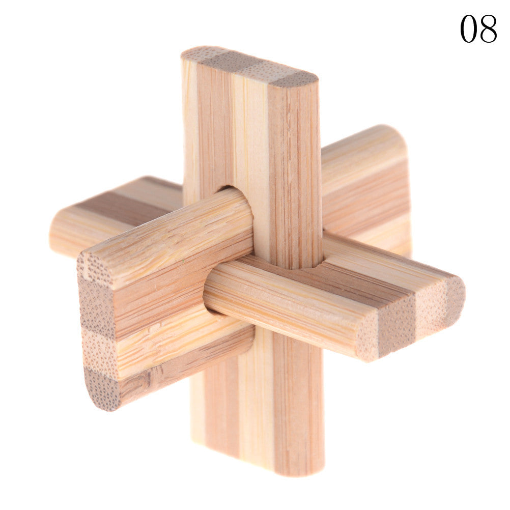 IQ Brain Teaser Kong Ming Lock Wooden Interlocking Burr 3D Puzzles Game Toy B.,x
