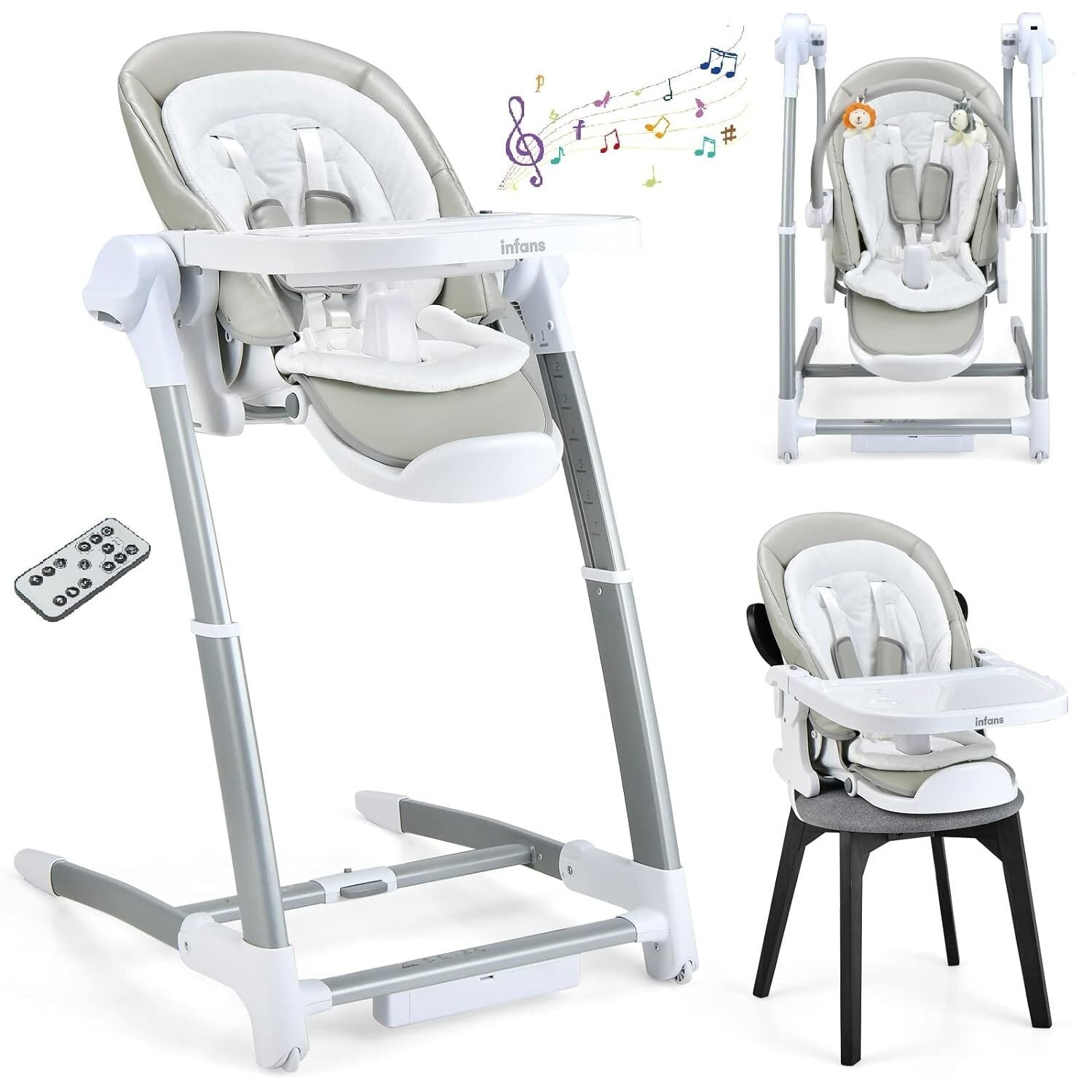 3 in 1 Baby High Chair  Electric Baby Swing  Infant Dining Booster Seat