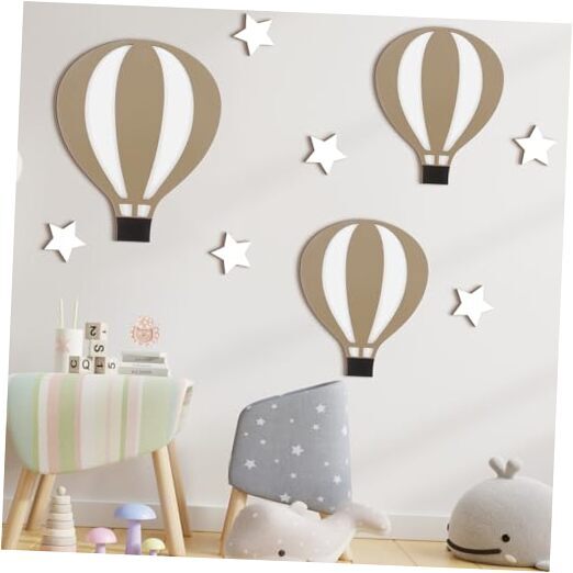  9 Pcs Nursery Wall Decor Hot Air Balloon Decorations Hot Air Balloon and Star 