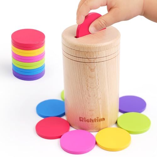 Montessori Toys for 1-3 Year Old: Wooden Learning Color Sorting Toys for 