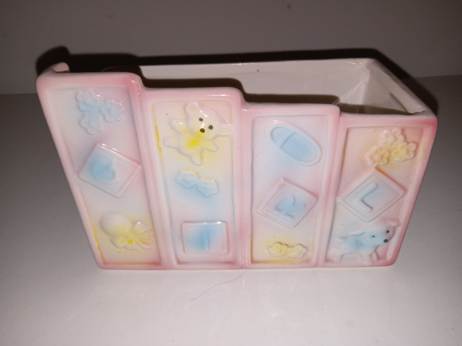 Vintage Baby Planter Pastel Pink Blue Yellow Nursery Decor Infant Gift