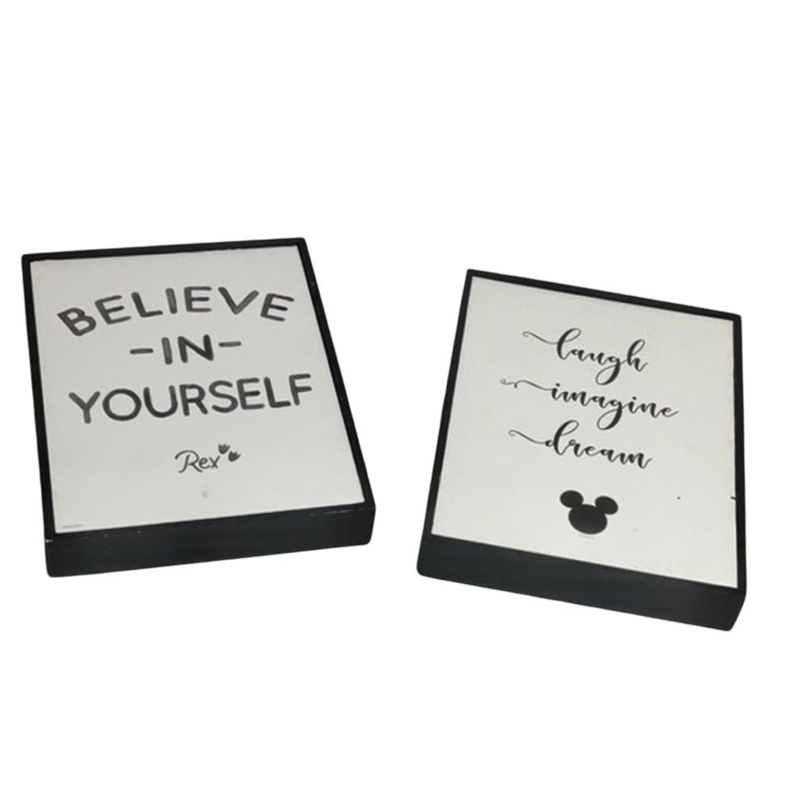 Disney Lot of 2 Wall Decorations Believe In Yourself and Laugh Imagine Dream