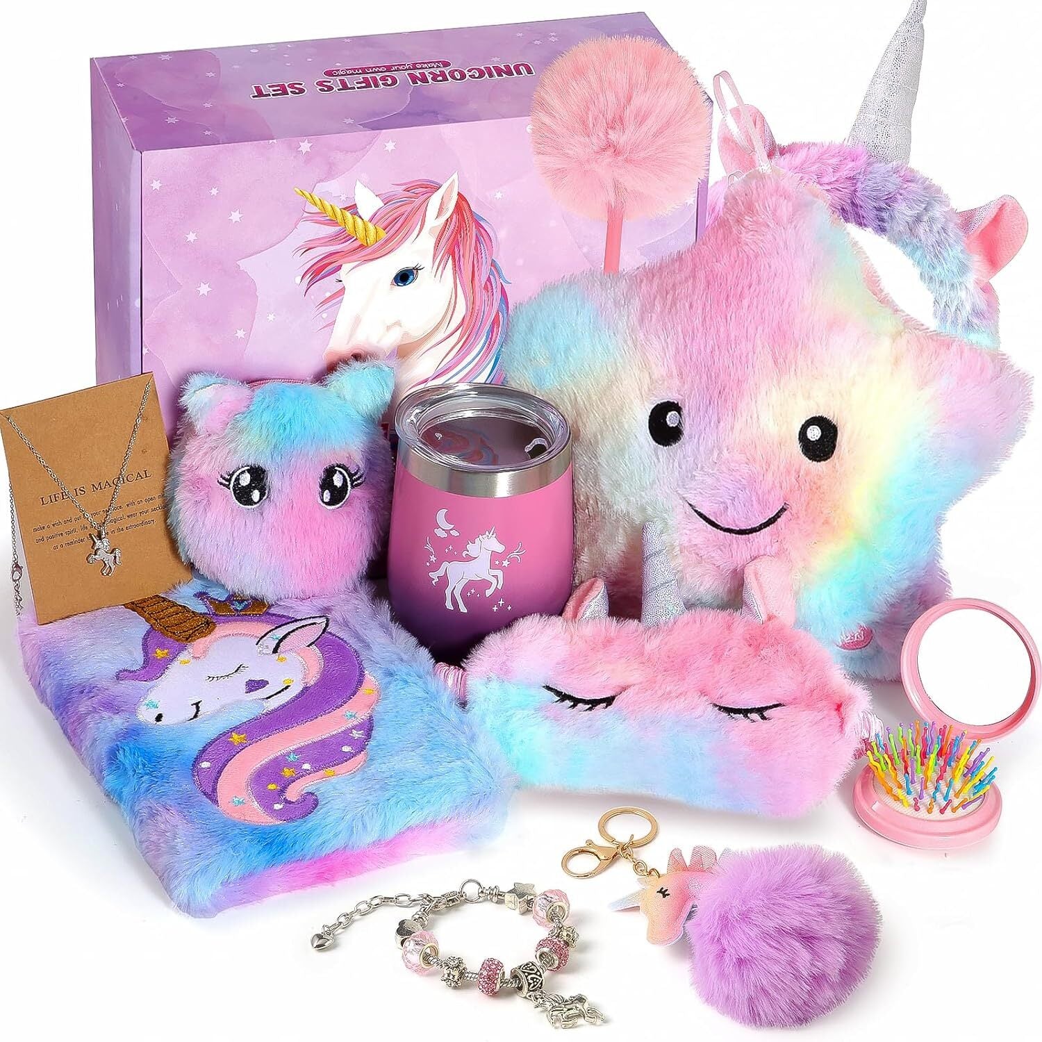Unicorns Gifts Girls Unicorn Toys w/ Headphones/Diary/Packet/Water Bottle
