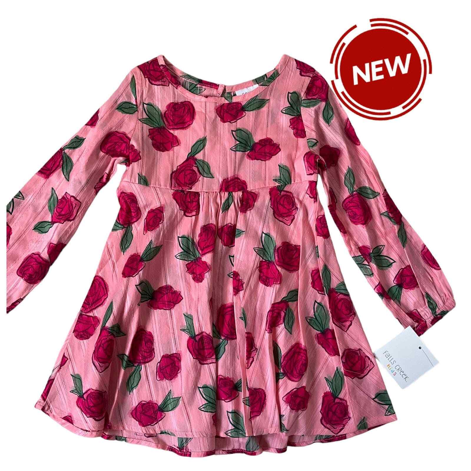 Falls Creek Pink Long Sleeves Dress Size 4T NWT missing leggings (10E-42)
