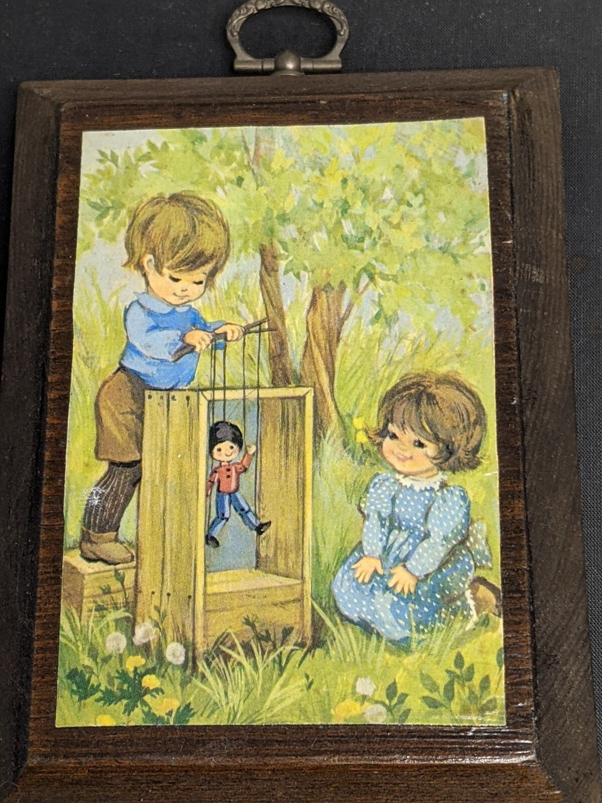 Vintage  Childs Room Wall Decor Puppet Show 1960s Wooden Plaques  Art