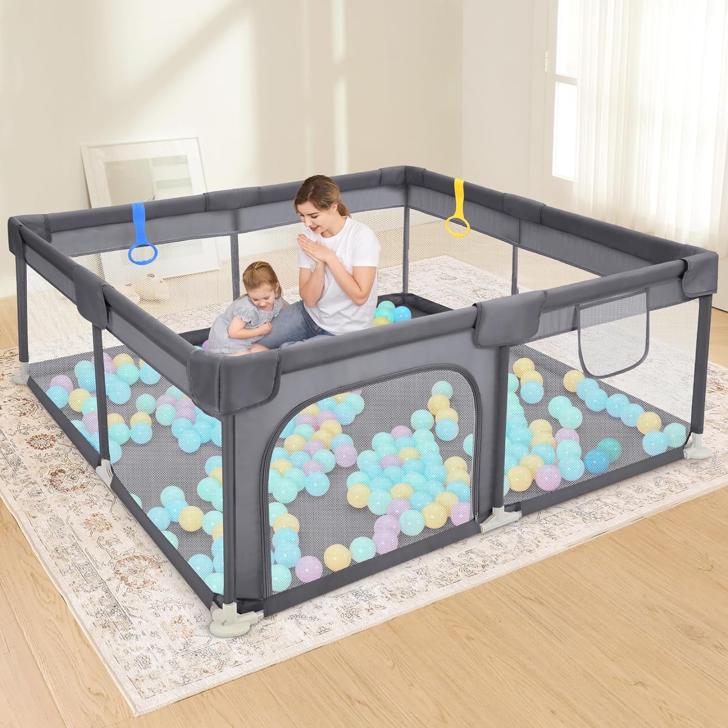 Dripex Baby Playpen, 52"×52" Play Pens for Babies and Toddlers, Safe Anti-Fall P