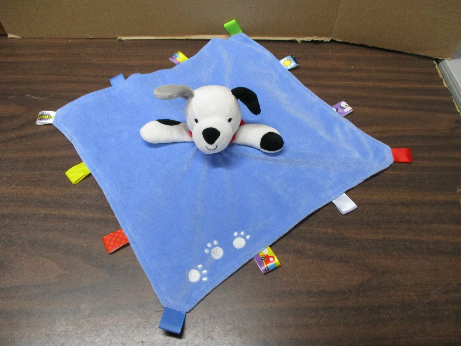 Taggies Security Blanket Dog Paw Prints Lovey Baby Soft Cuddle Infant Sleep 
