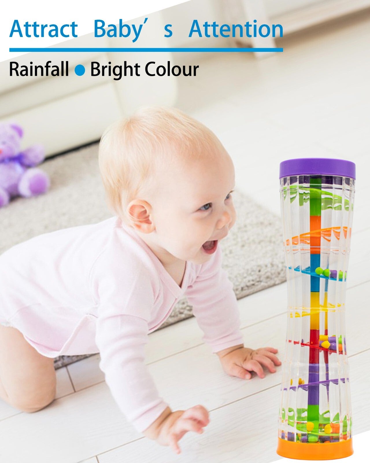 Montessori Rainbow Rainmaker - Infant Sensory Development Musical Rattle