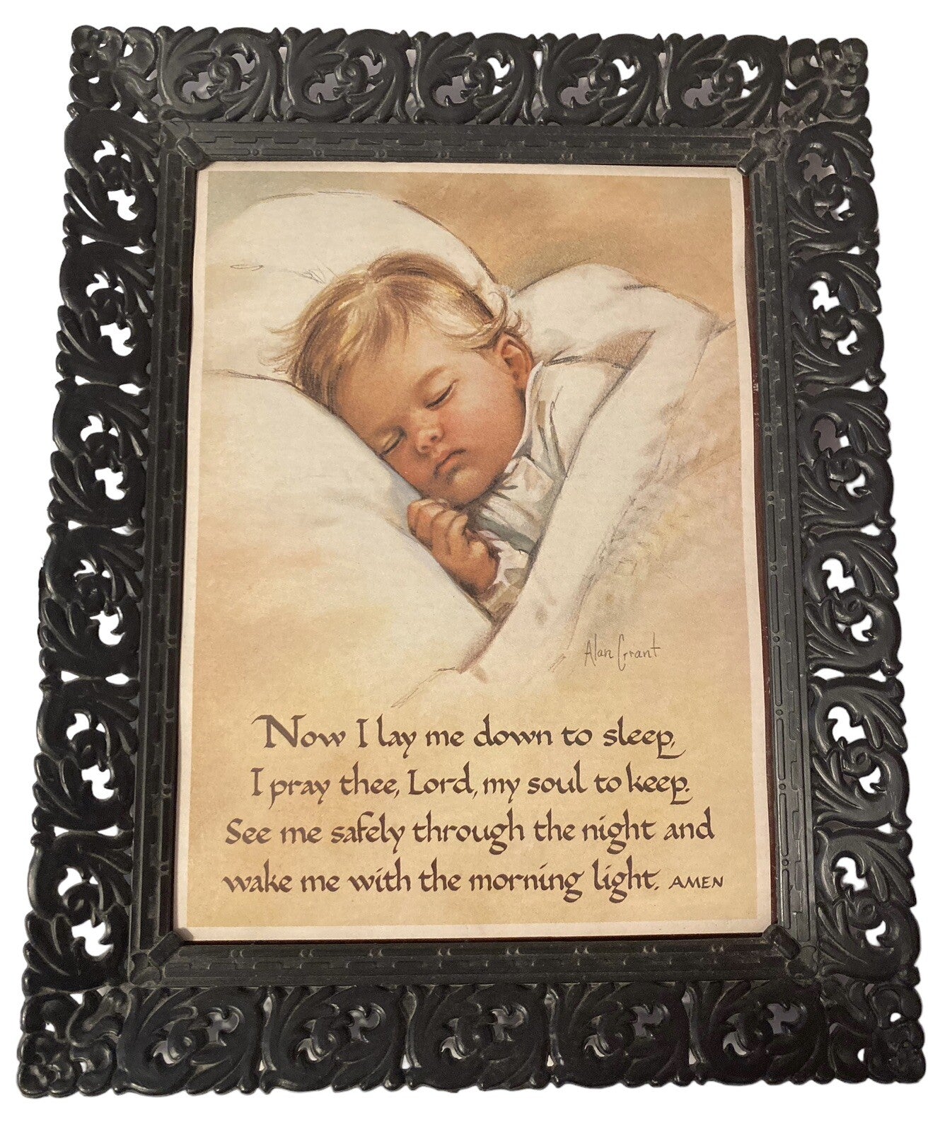 Now I Lay Me Down To Sleep Framed Print Picture Black  Scroll Frame Wall Decor