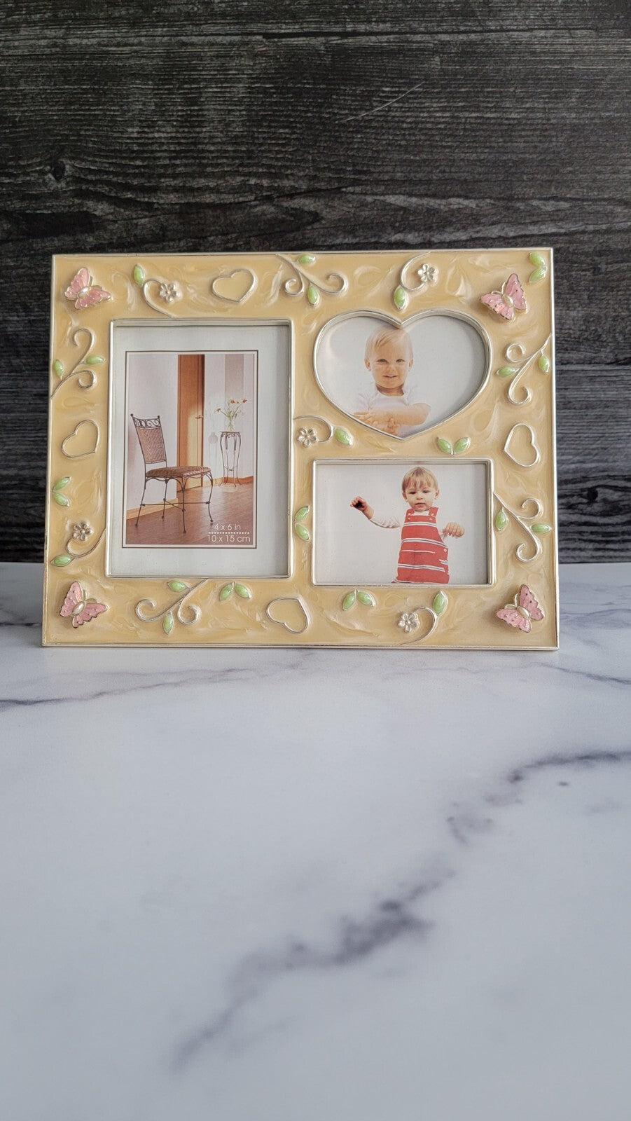 4x6 Baby Custom Photo Frame Butterfly Hearts Flowers Style