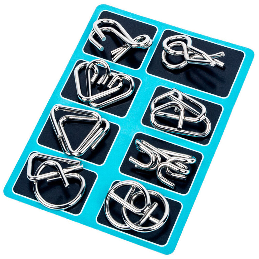 8pcs Metal Puzzles Brain Toys for Adults Kids Bent Nail Puzzles Educational Toys