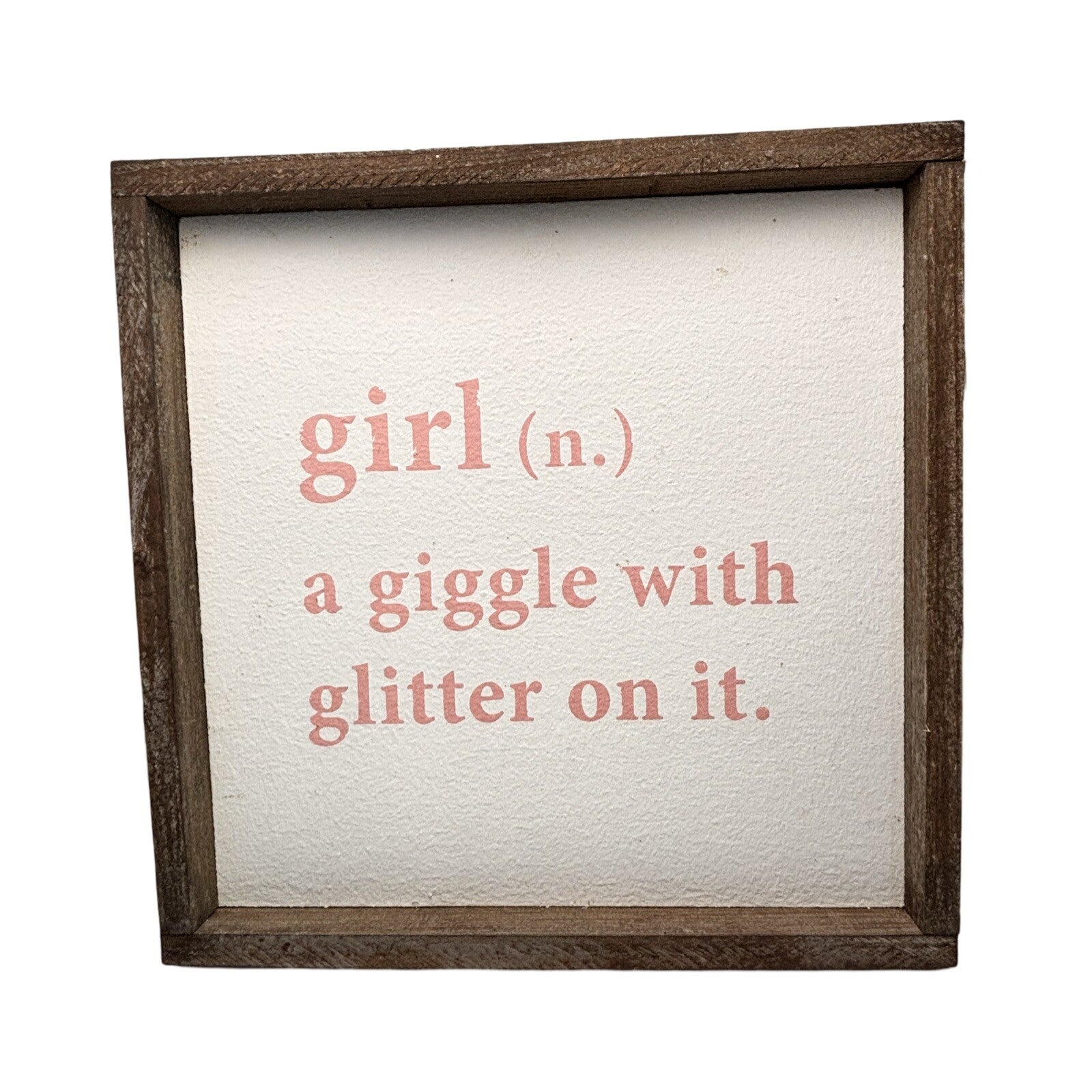 Nursery Baby Girl Wall Decor | Glitter And Giggles | 1x11x11 Inch Framed