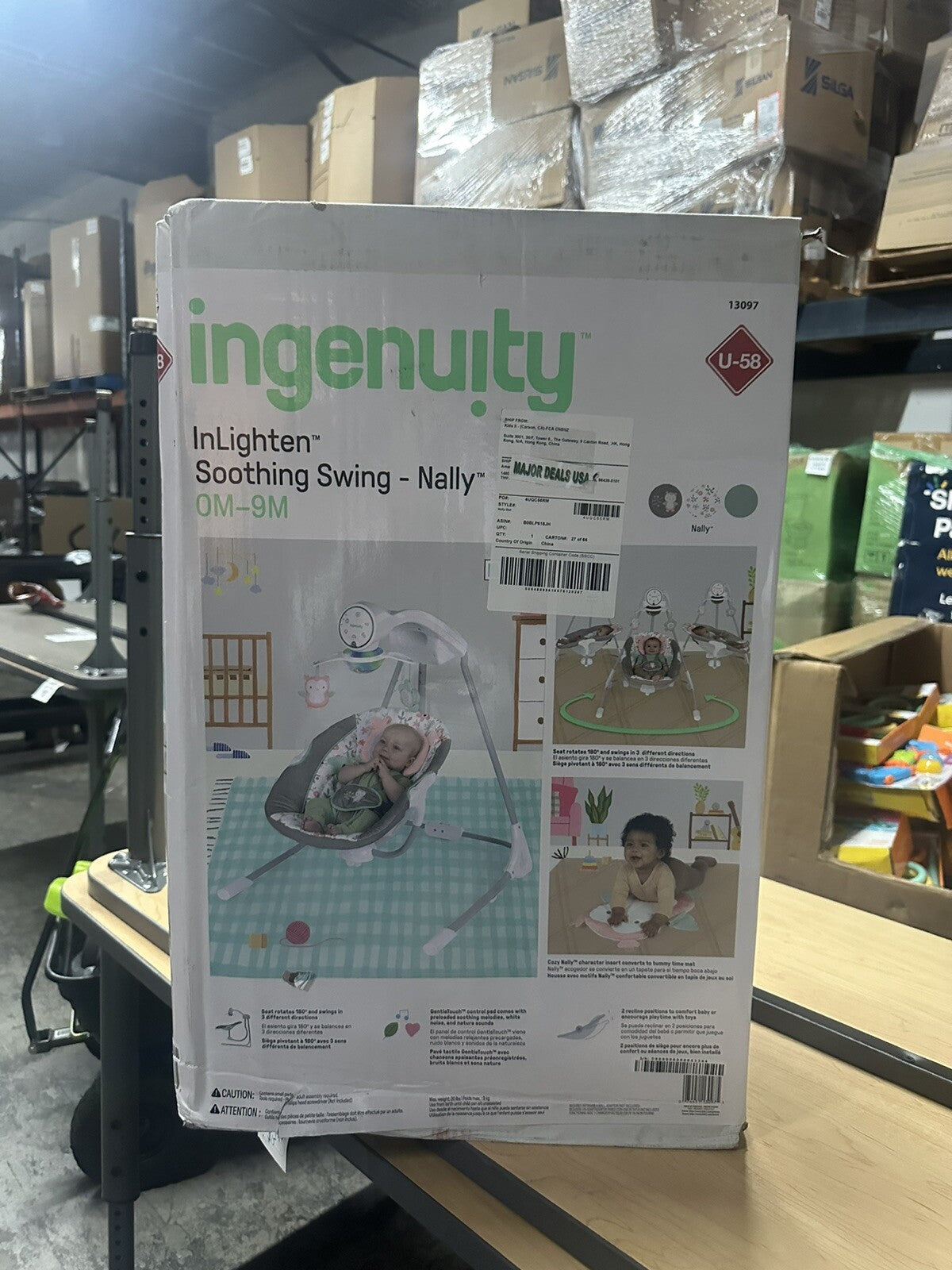 Ingenuity InLighten 5-Speed Baby Swing - Swivel Infant Seat, 5 Point Safety Harn