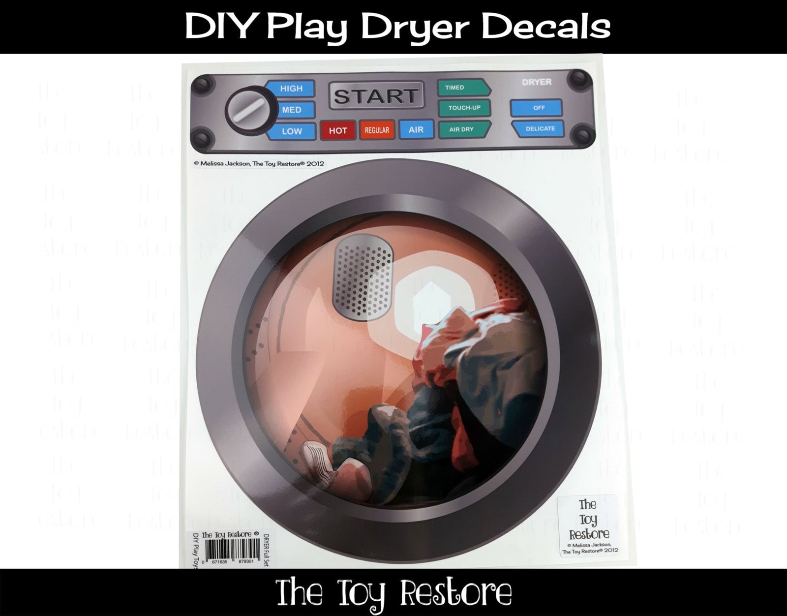 DIY Play Playhouse Dryer Machine Decals Stickers Using a Tote or Reclaimed Fu...