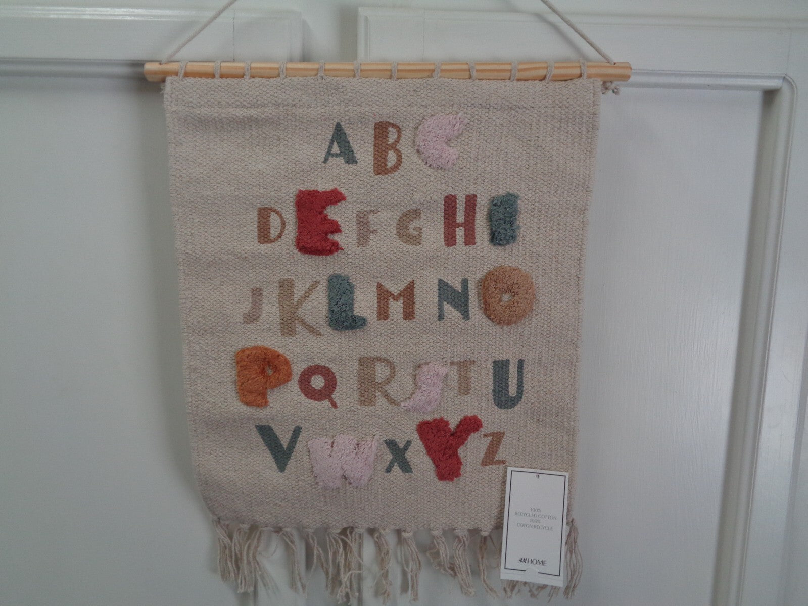 Kids Wall Decoration Woven Cotton ABCs w/ Dowel Hanging NEW!