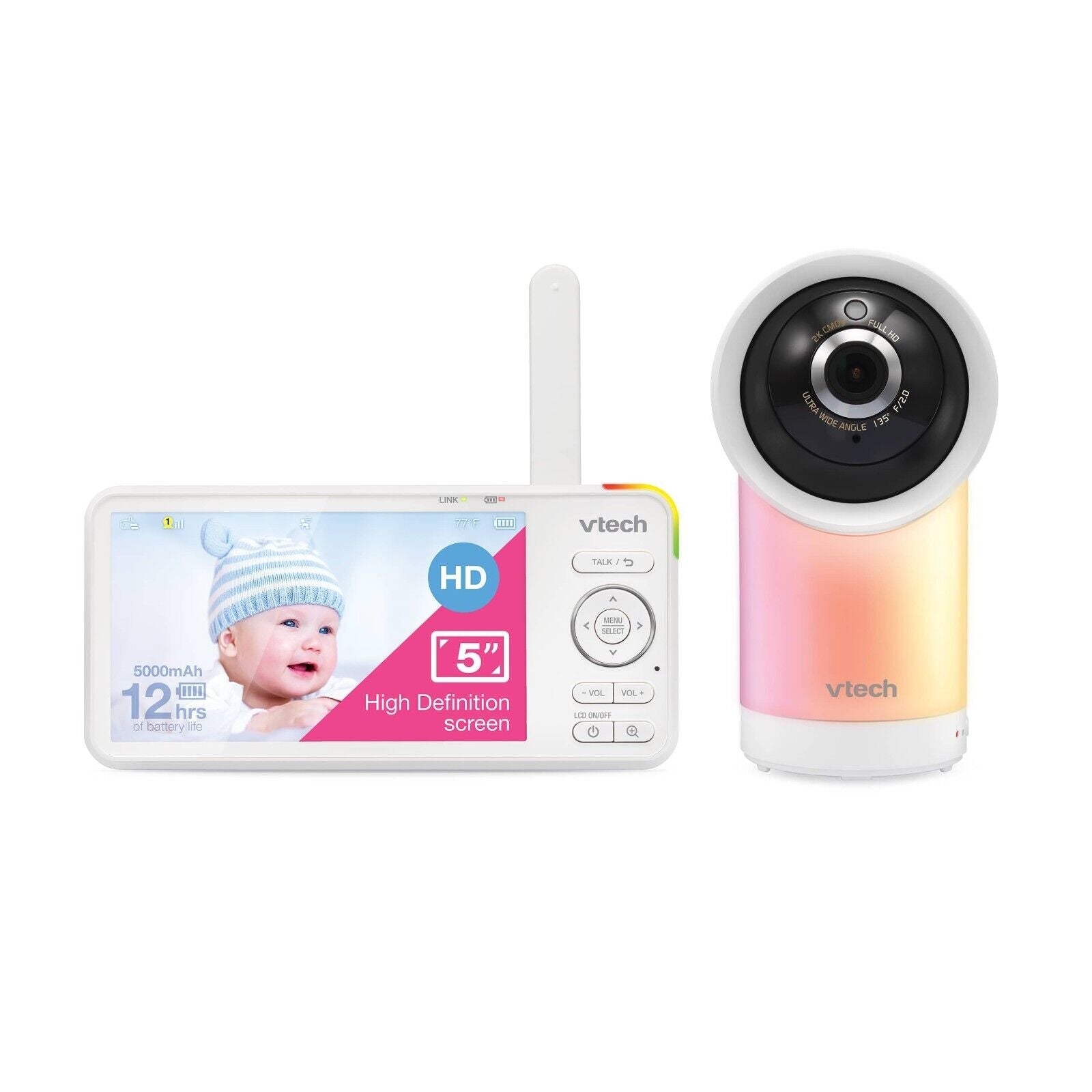VTech 5" 1080p Smart WiFi Remote Access 360 Degree Pan & Tilt Video Baby Monitor
