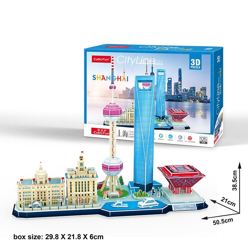 3D Paper Puzzle toy Beijing Shanghai London Paris New York Barcelona City Line