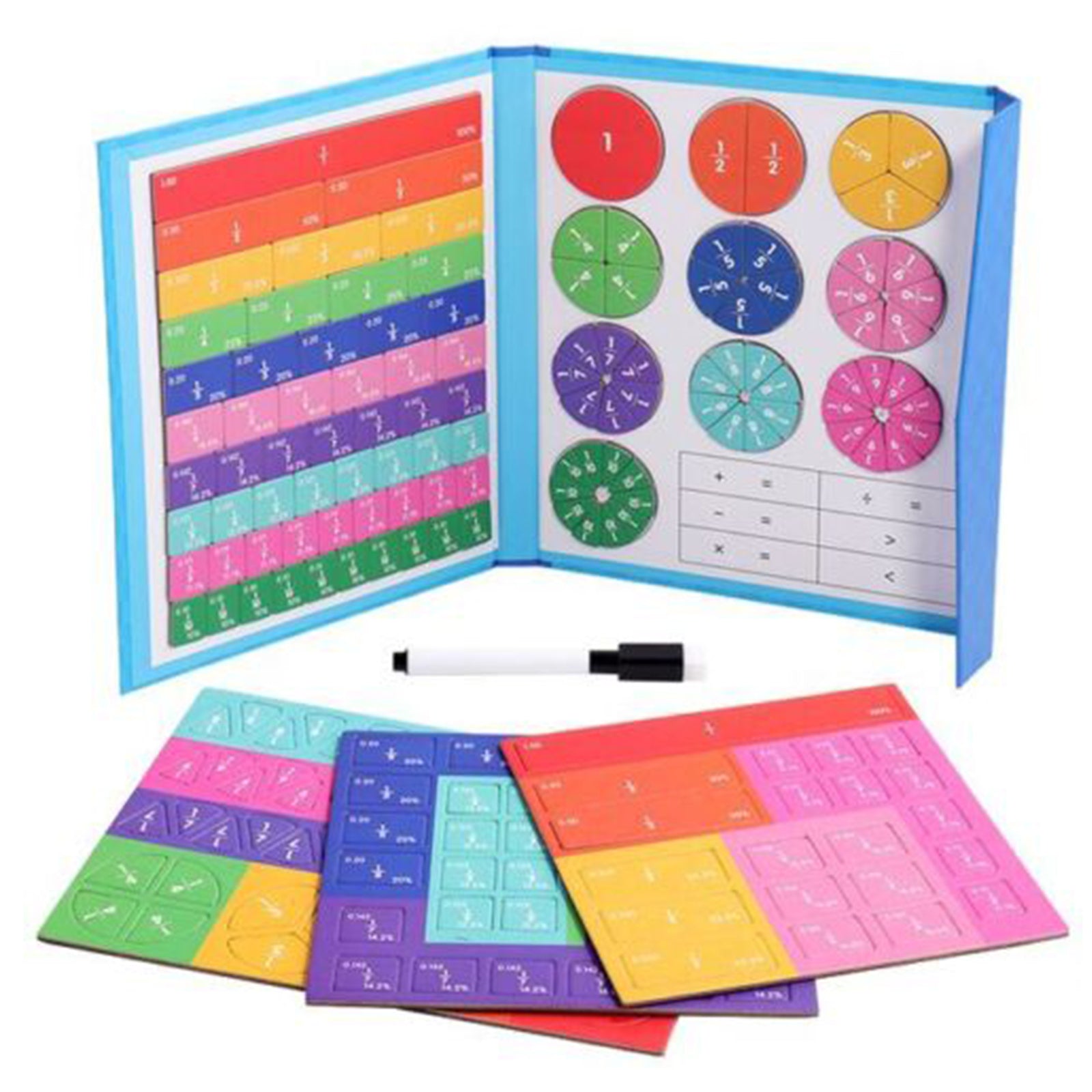 Toy Wooden Math Children Magnetic Fraction Learning Fraction Book Educational