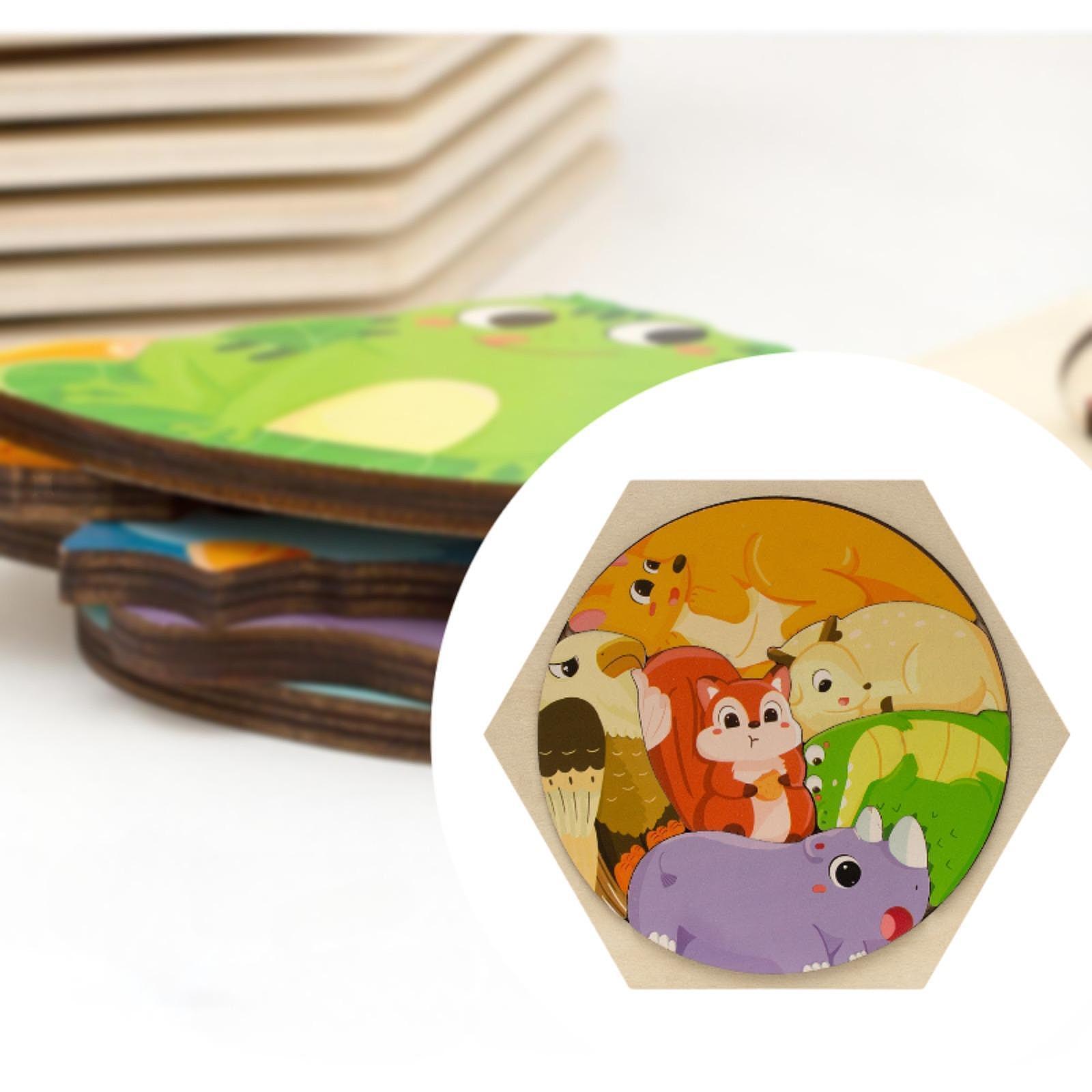 Wooden Cartoon Shape Pattern Teaching Tool Animal Puzzles