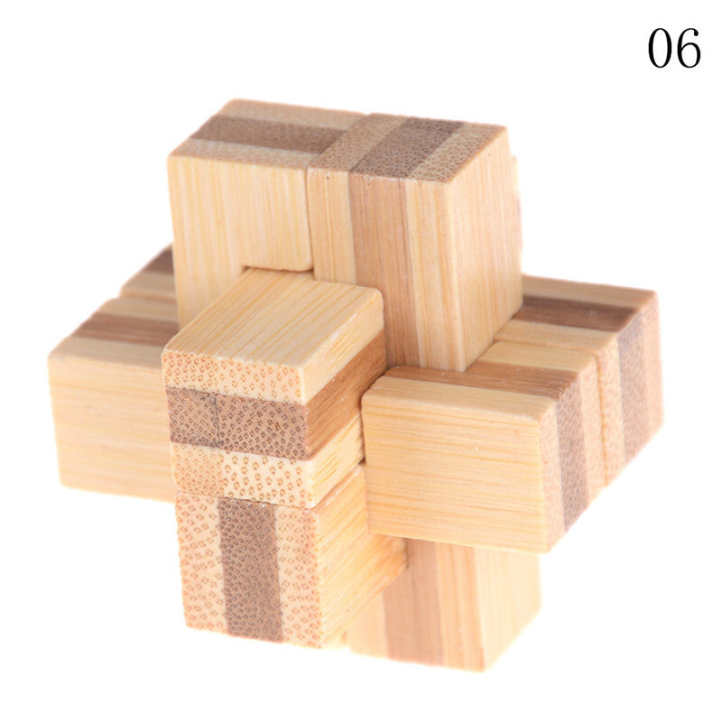 IQ Brain Teaser Kong Ming Lock Wooden Interlocking Burr 3D Puzzles Game Toy J'wt