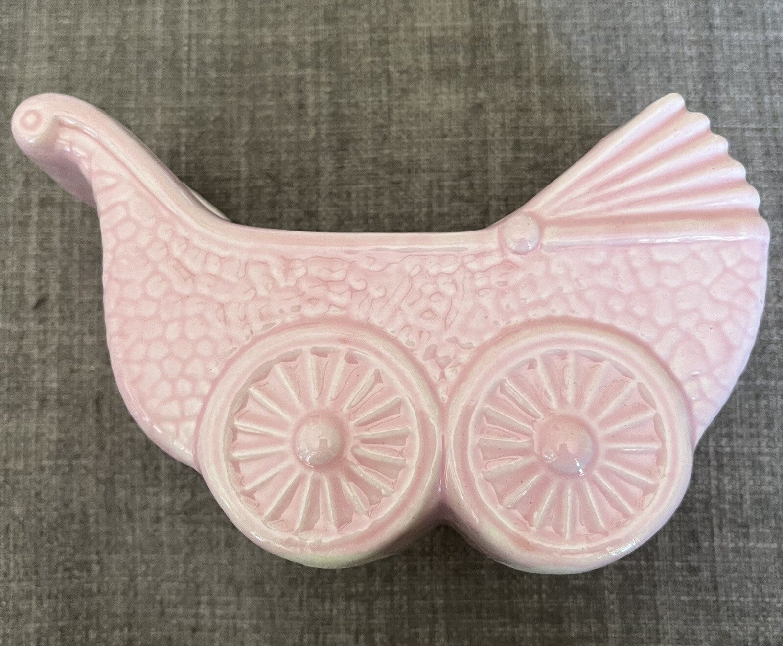 Baby Shower Planter Gift Pink Flower Pot Porcelain Baby Carriage Decor