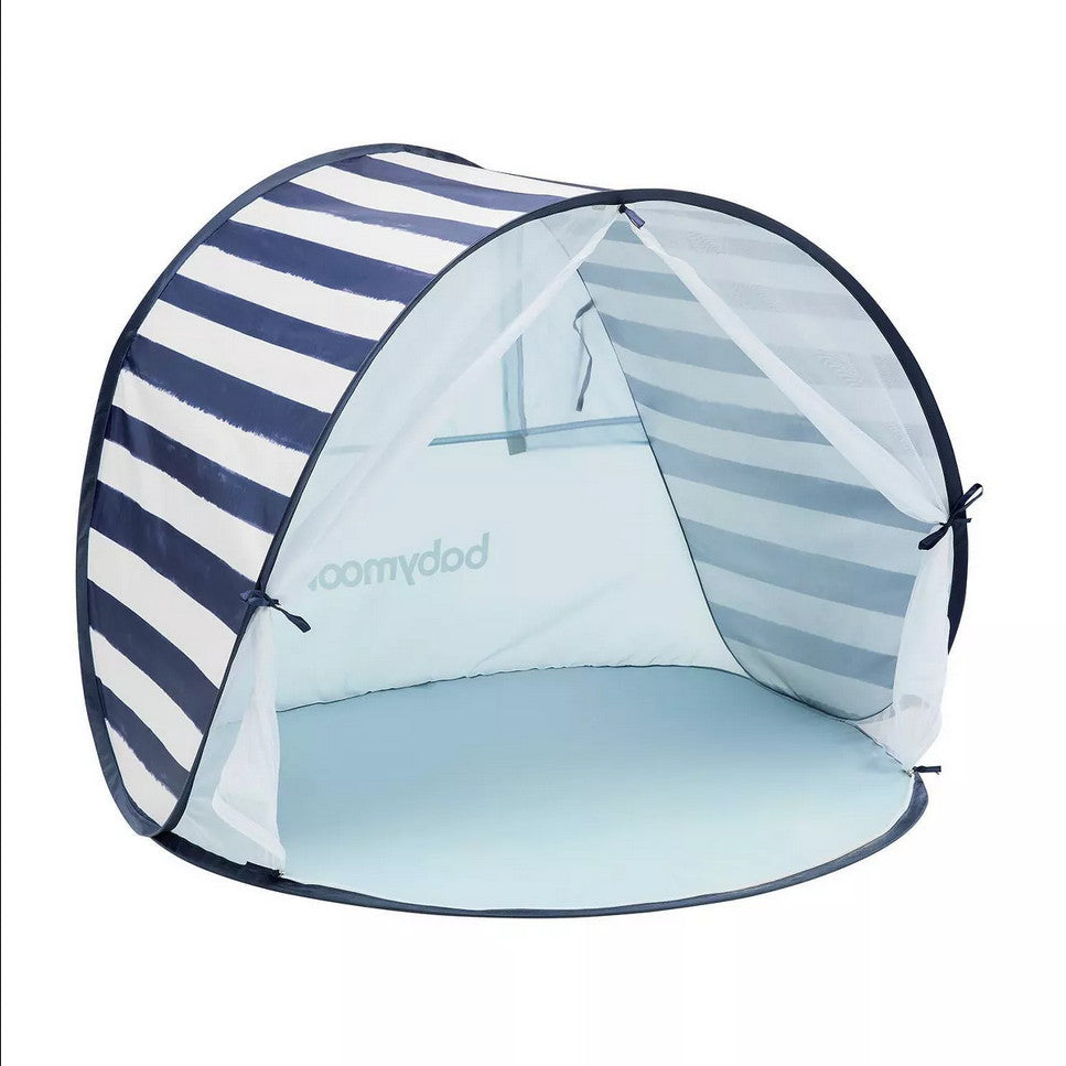 Baby Pop Up Tent Play Shade Mosquito Net Zip Closure & Travel Bag Blue White 39"