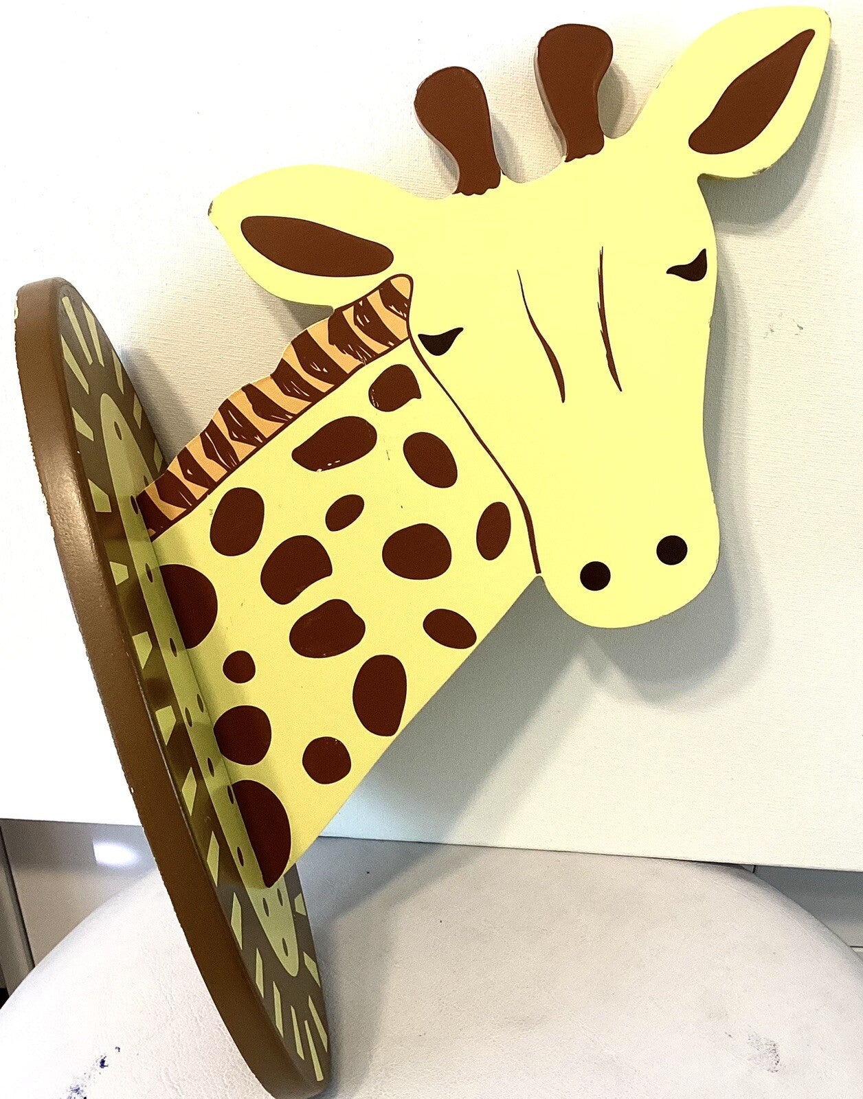 Kids Room Wall Decor Wood Zoo Safari Mounted Giraffe Head Toddler Baby Room