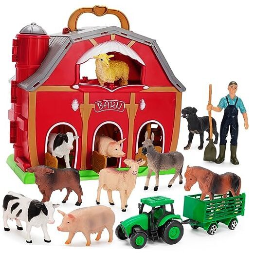 Farm Animals Toys for 1 2 3 4 5 Year Old Toddlers Girls Boys, Big Red Barn 