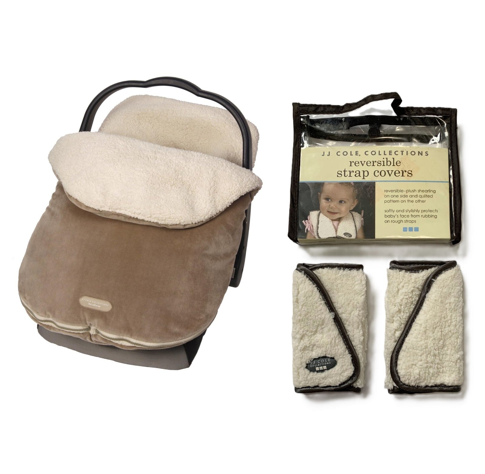 Bundle Me Baby Car Seat Cover and Reversible Strap Covers Graphite JJ Cole