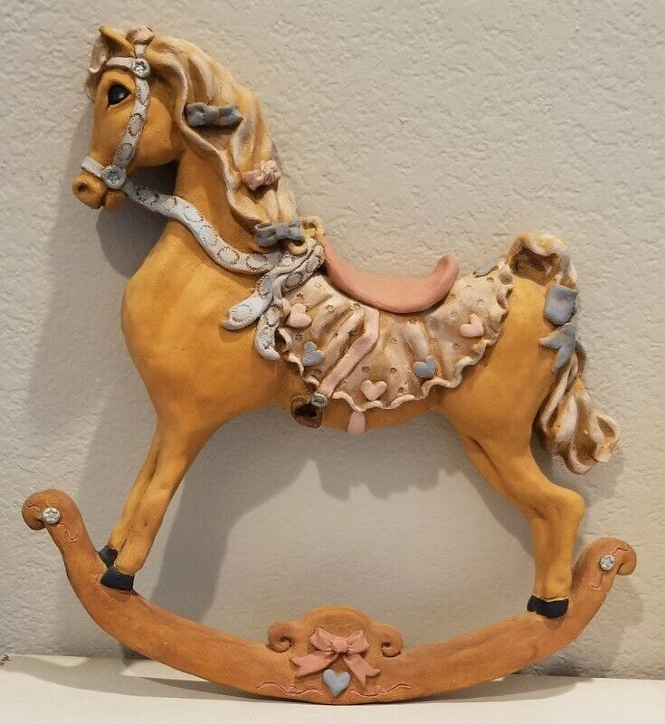 Rocking Horse Wall Decor Nursery Kids Room Gift Ceramic Heavy 12"